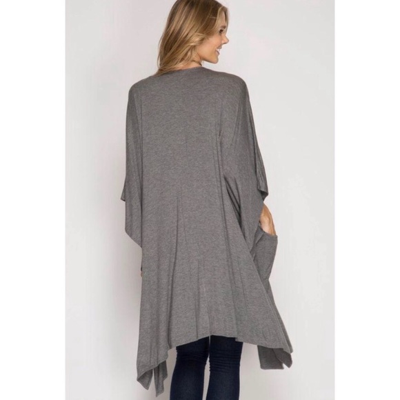 She and Sky • Versatile Gray Cape Cardigan - Picture 2 of 3